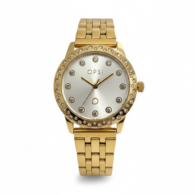 Orologio Donna OPS! Objects Acciaio Quarzo Lunetta Strass 3ATM Gold Silver