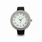 Orologio Donna OPS Objects Acciaio Pelle Nera Lunetta Strass Cristalli