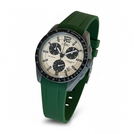 Orologio Uomo Zzero Cronografo Sun Moon Tachymetre Cinturino Silicone 10 Colori