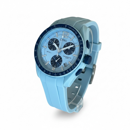 Orologio Uomo Zzero Cronografo Sun Moon Tachymetre Cinturino Silicone 10 Colori