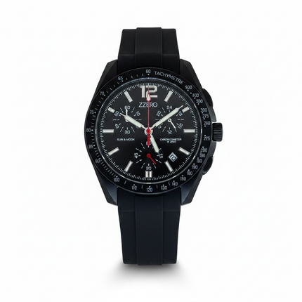 Orologio Uomo Zzero Cronografo Sun Moon Tachymetre Cinturino Silicone 10 Colori