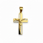 Pendente Crocifisso Acciaio Gold Lucido Croce Aperta Cristo 4.5x2.5cm