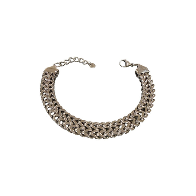Bracciale Donna Shelly Acciaio 316L Argento Maglie Intrecciate Chevron 19cm