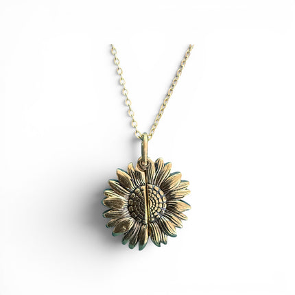 Collana Donna Shelly Girasole Apribile Medaglietta Incisione Oro Vintage 2cm