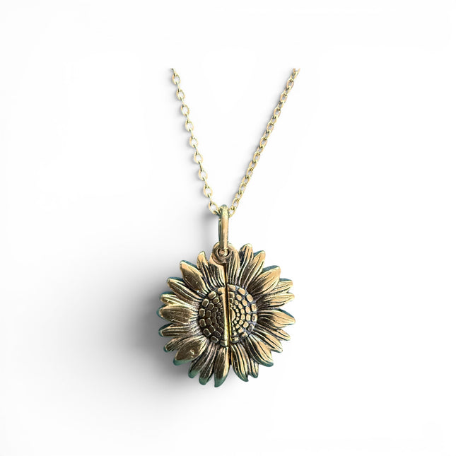 Collana Donna Shelly Girasole Apribile Medaglietta Incisione Oro Vintage 2cm