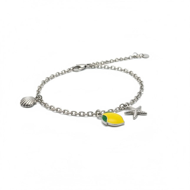Bracciale Donna Shelly Charm Limone Acciaio Oro Argento Cornicello