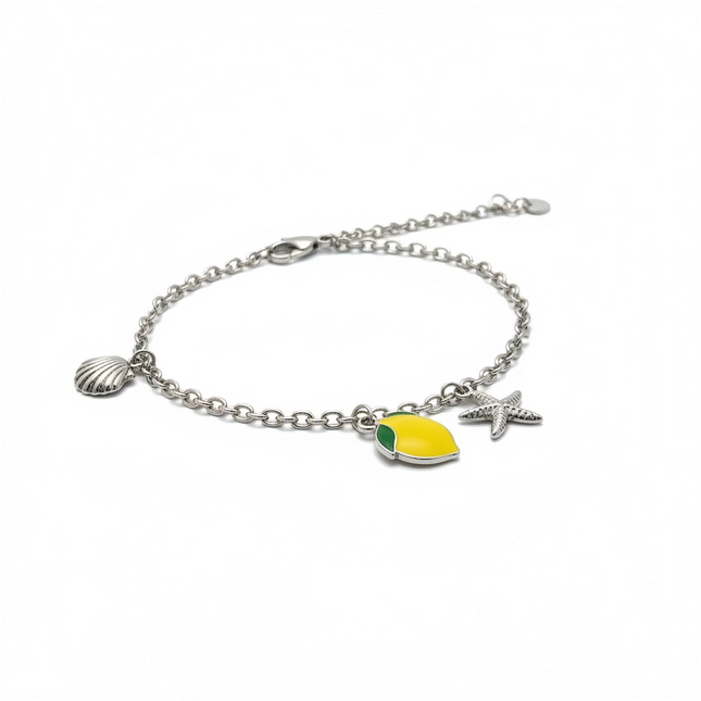 Bracciale Donna Shelly Charm Limone Acciaio Oro Argento Cornicello