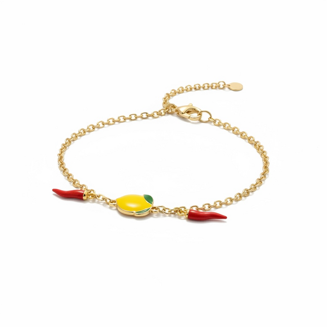 Bracciale Donna Shelly Charm Limone Acciaio Oro Argento Cornicello