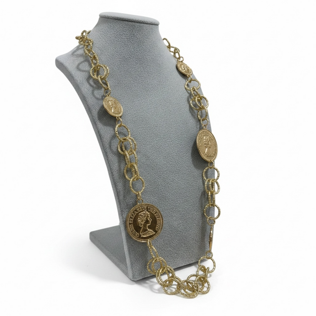 Collana Donna Shelly Monete Oro Catena Maxi Metallo Dorato