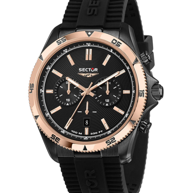 Cronografo Uomo Sector 650 R3271631004 Acciaio Oro Rosa 45mm Silicone 10ATM