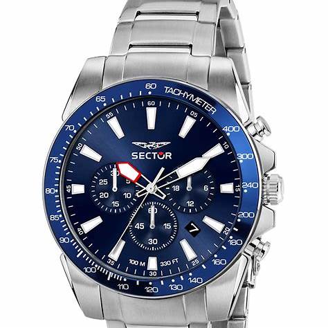 Orologio Cronografo Uomo Sector 450 Acciaio 43mm Blu R3273776009