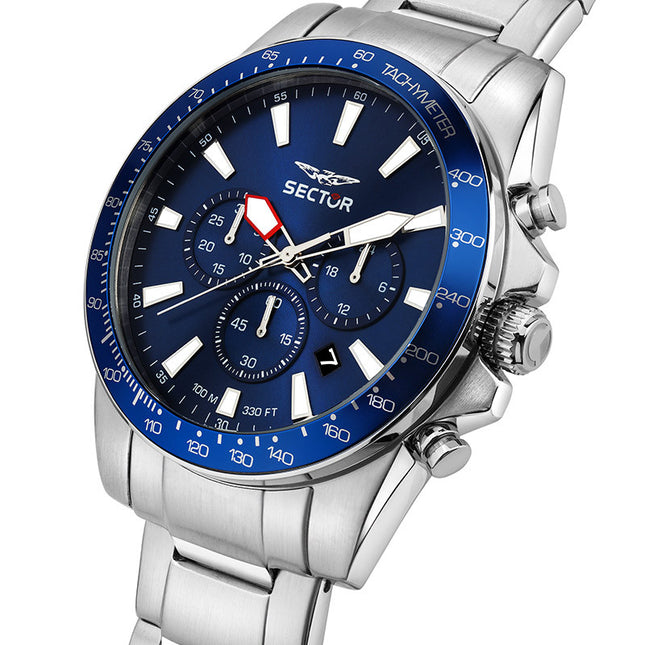 Orologio Cronografo Uomo Sector 450 Acciaio 43mm Blu R3273776009