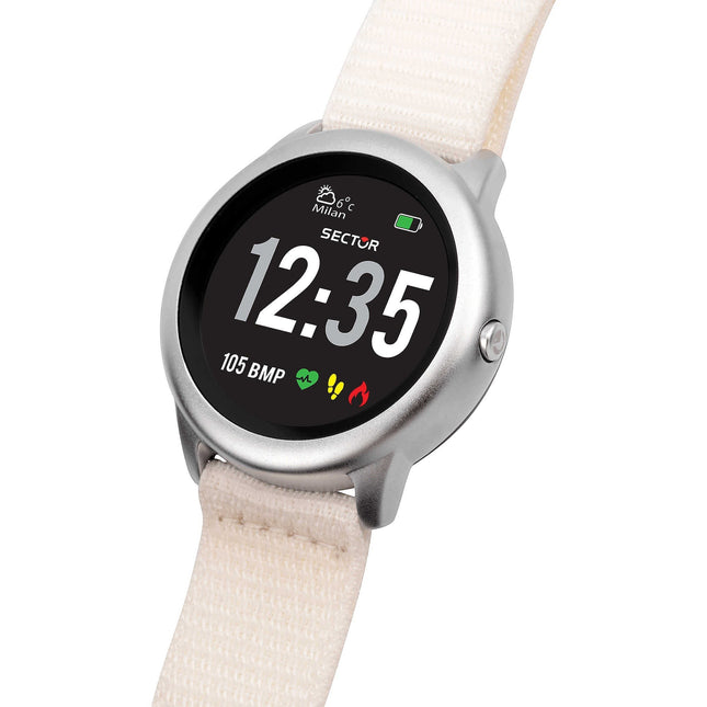 Smartwatch Donna Sector S-01 Nylon Bianco IP67 46mm R3251545502