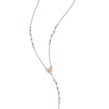 Collana Rosario Uomo Sector Acciaio Inox Rosé Croce 70cm SADO35
