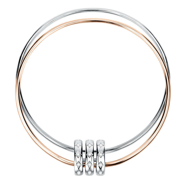 Bracciale Donna Morellato Acciaio Rigido Bicolore Cristalli Cerchi SAKM83