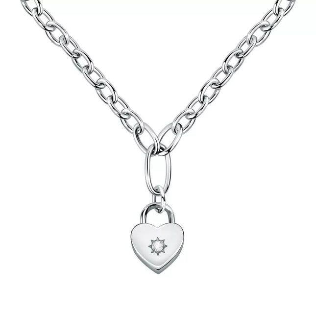 Collana Donna Morellato Abbraccio SAUB04 Acciaio Cuore Lucchetto
