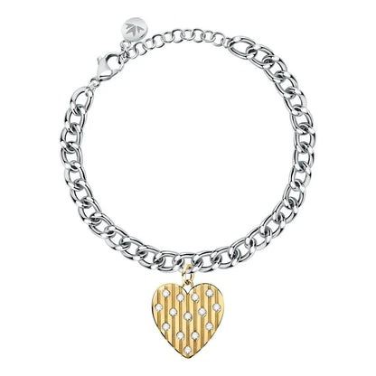 Bracciale in acciaio catena ciondolo cuore oro swarovski per donna MORELLATO