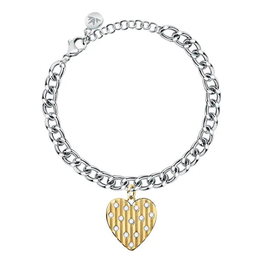 Bracciale in acciaio catena ciondolo cuore oro swarovski per donna MORELLATO
