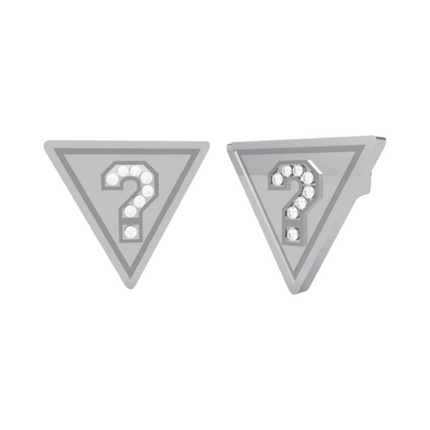 Orecchini Guess Donna Triangolo Punto Interrogativo Cristalli Acciaio