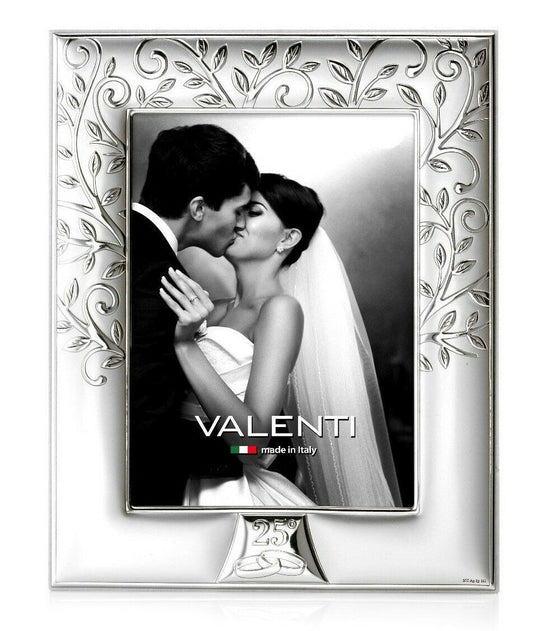 VALENTI cornice portafoto in argento albero della vita 25 anni matrimonio anniversario 27x33