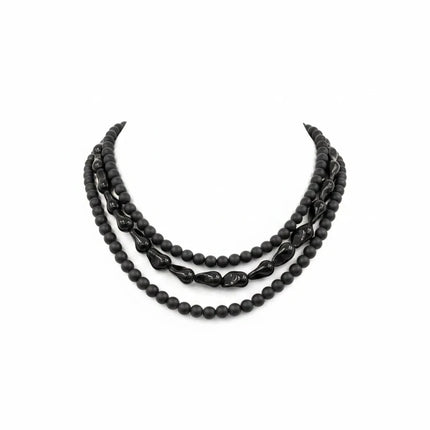 Collana Donna Shelly Multifilo 3 Fili Perle Sintetiche Blu Notte Marrone