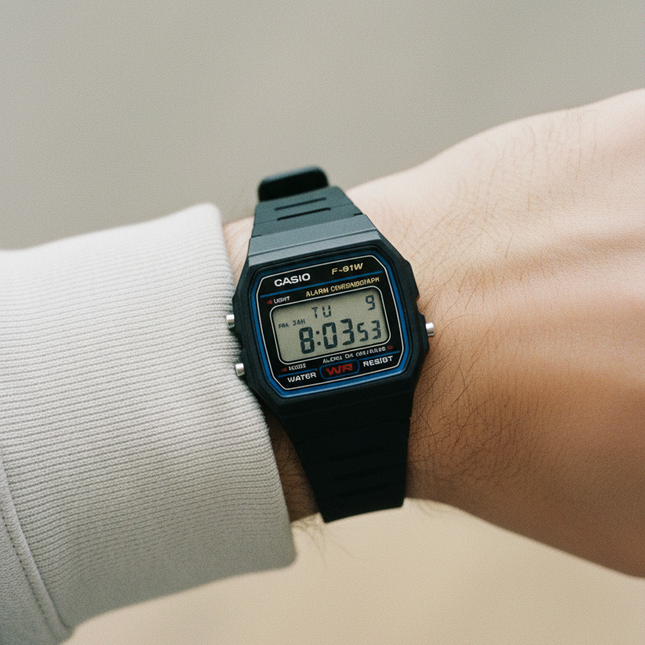 Casio F-91W indossato