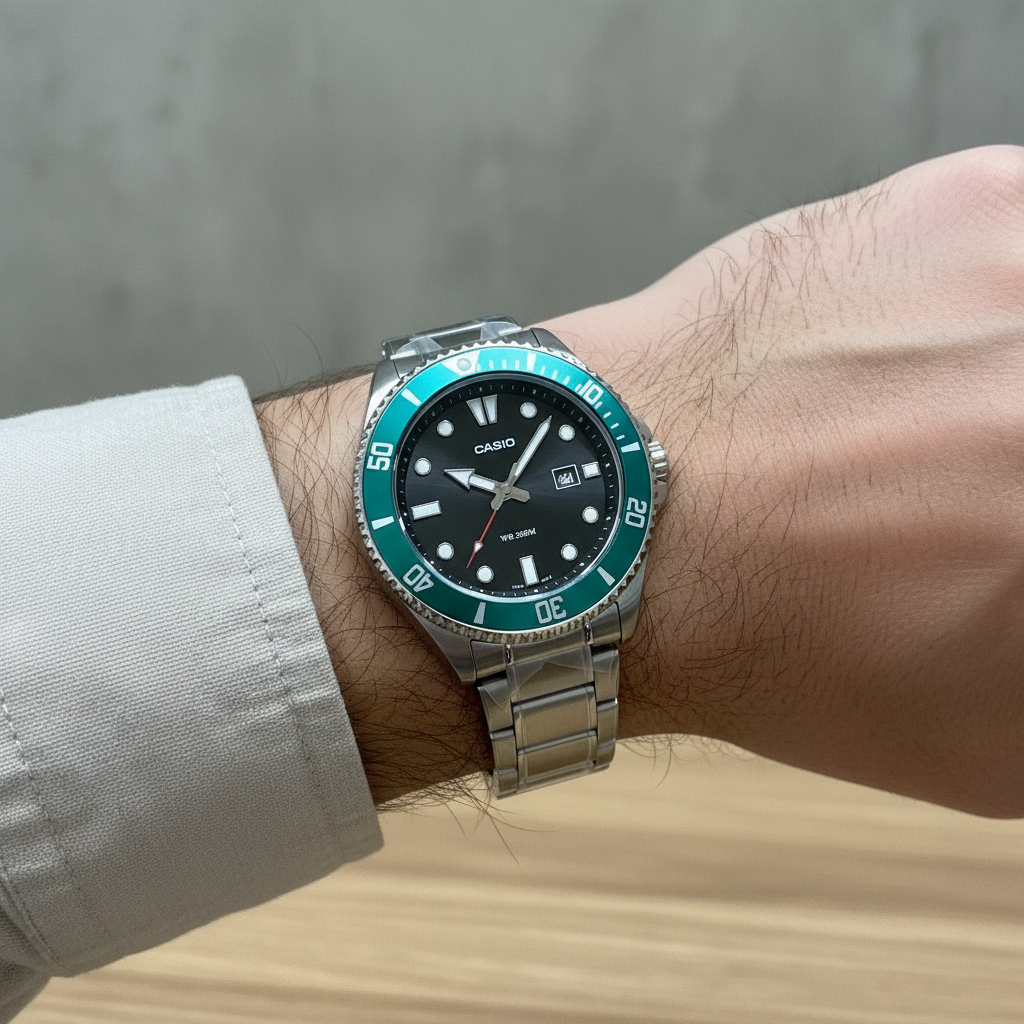 Casio Orologio Ghiera Verde Indossato