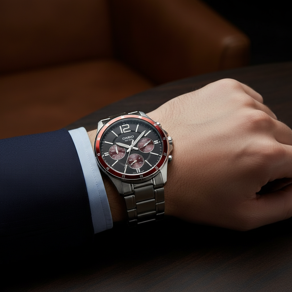 Casio orologio multifunzione indossato