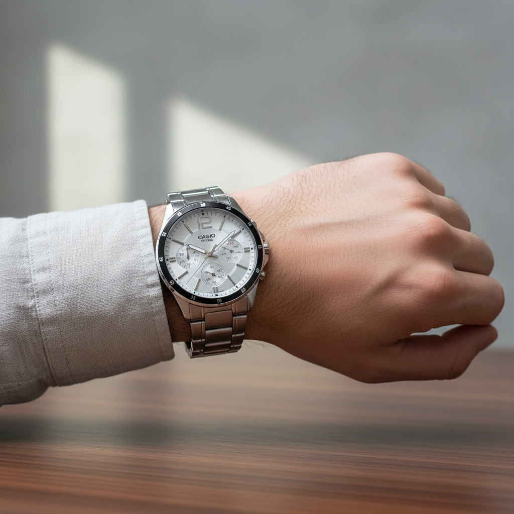 Casio Orologio Quadrante Bianco Indossato