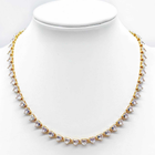 Collana Girocollo Tennis Donna con Cuori Bianchi e Finitura Dorata