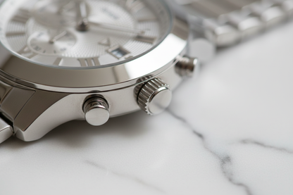 Dettaglio corona e pulsanti cronografo