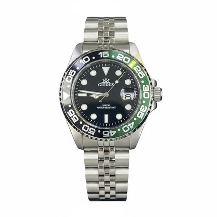 Orologio Uomo GUIDUS Diver Acciaio 316L Quarzo Ghiera Verde Nero 10ATM
