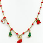 Collana Donna Natale Acciaio Ciondoli Albero Stella Fiocco Neve Regalo