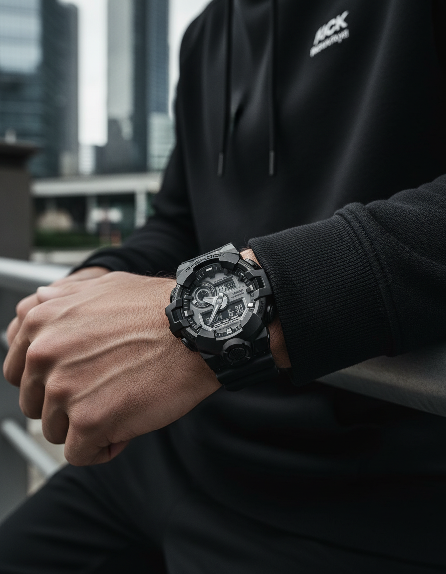 G-Shock GM-700 acciaio nero indossato