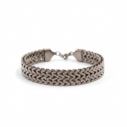 Bracciale Donna Shelly Acciaio 316L Argento Maglie Intrecciate Chevron 19cm