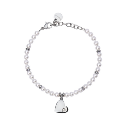 Bracciale Donna 2JEWELS Acciaio Perle Ciondolo Cuore Regolabile 232339