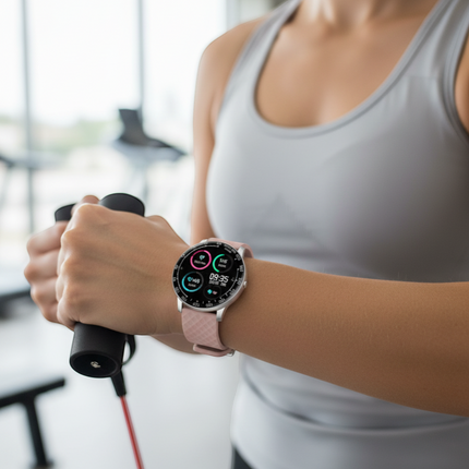 Smartwatch SMARTY 2.0 rosa argento donna indossato sport