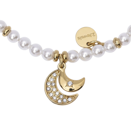 Bracciale Donna 2JEWELS 232341 Perle PVD Gold Mezzaluna Cristalli