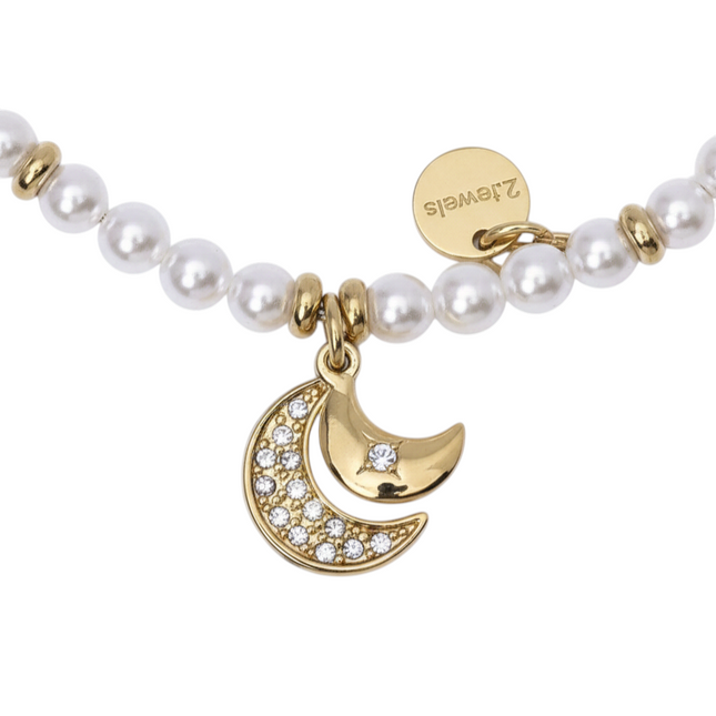 Bracciale Donna 2JEWELS 232341 Perle PVD Gold Mezzaluna Cristalli