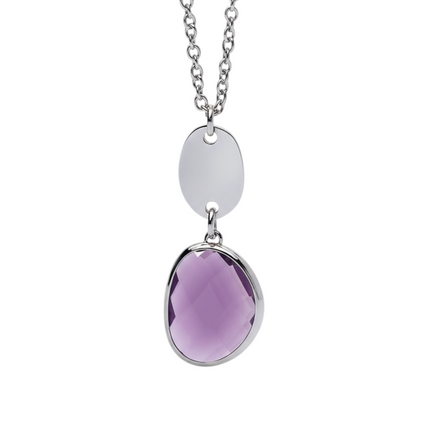 Collana Donna 2Jewels Acciaio Ciondolo Ametista Viola Sfaccettata 251818