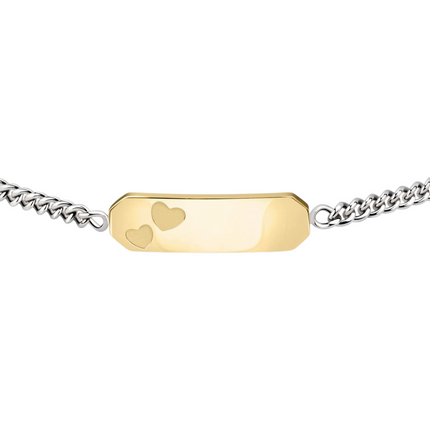 Bracciale Donna Acciaio Bicolore con Piastrina e Cuori Incisi – Sector SZS56