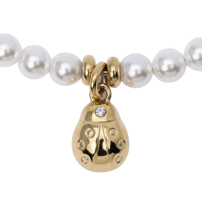 Bracciale Donna 2JEWELS Perle Acciaio Dorato Coccinella Portafortuna 232340
