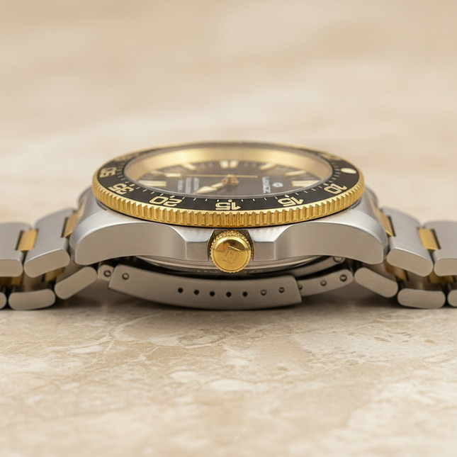 Corona e cassa acciaio bicolore Lorenz Shark