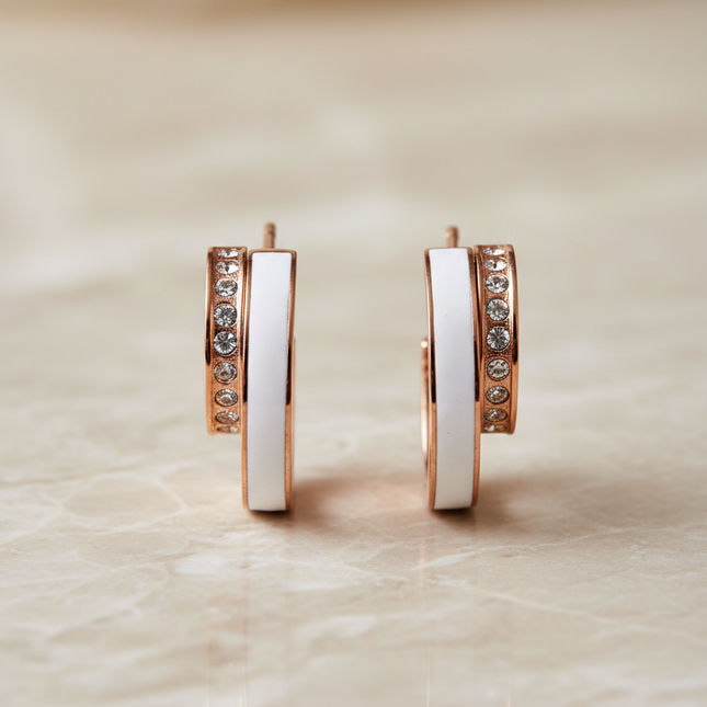 Design stratificato orecchini 2JEWELS - triplo cerchio elegante oro rosa bianco