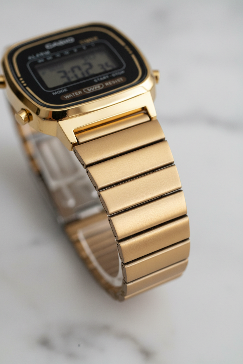 Dettaglio bracciale espansione oro Casio donna