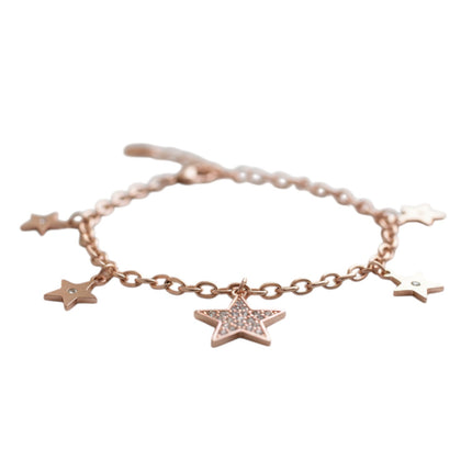 Dettaglio bracciale 2JEWELS stelle oro rosa - stella centrale con cristalli pavé