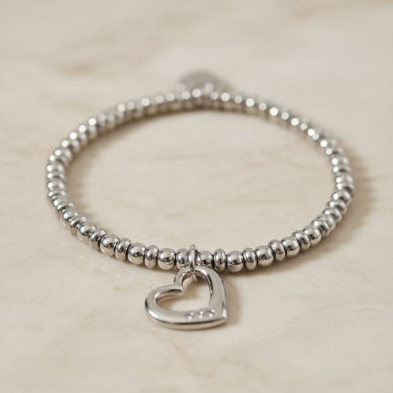 Pattern sfere acciaio bracciale 2JEWELS - pendente cuore elegante