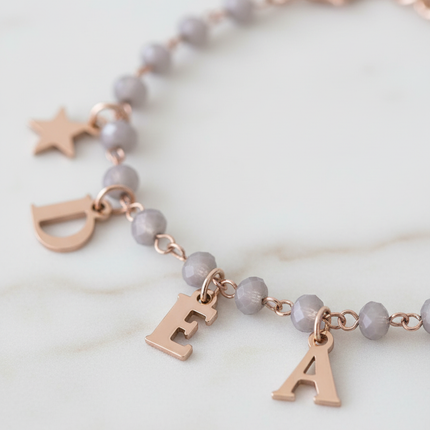 Texture sfere vetro colorato grigio rosa pastello bracciale donna 2JEWELS