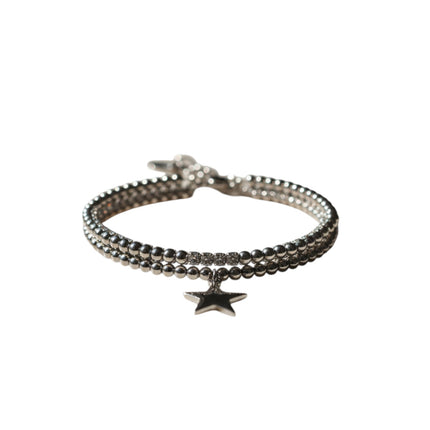 Bracciale donna doppio 2JEWELS - pattern sfere lucide e cristalli alternati