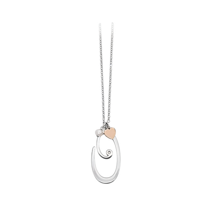 Collana Donna 2Jewels Acciaio Iniziale Personalizzata Perla Cuore Rosé 45cm 251619